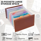Genuine Leather A6 Receipt Organizer，Stand Receipt Organizer Folder, 13 Pockets Small Accordion File Organizer - Image 3