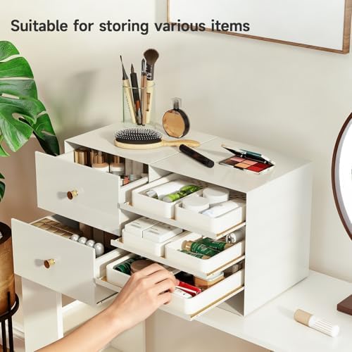 Metal Desktop Organizer with 2 Drawers, White Countertop Stationary Organizer, Desk Top A4 Filing Document Storage Drawer for Office Home, Vanity, Garage, Craftroom, No Assembly Required (White) - Image 4