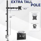VIVO Extra Tall Single Monitor Desk Mount, 39 inch Pole VESA Stand for 13 to 32 inch Screens and up to 38 inch Ultrawides, Holds 22 lbs, Black, STAND-V011 - Image 4