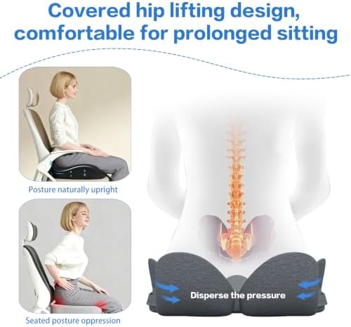 Memory Foam Seat Cushion for Sciatica & Tailbone Pain Relief – Comfort Support for Office Chair, Car Seat, Airplane, Long Sitting Workers & Drivers (Black) - Image 6