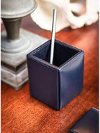 Navy Blue Bonded Leather Pencil Cup by Dacasso