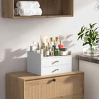 Bamboo Desk Organizer with Drawers,Wooden Desktop Storage(2 Drawers,White) - Image 7