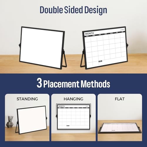 loukin 17" x 12" Dry Erase Calendar, Magnetic Desktop Whiteboard with Stand - Image 6