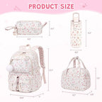 4PCS Corduroy Backpack for Girls with Insulated Water Bottle - Image 2