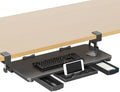 XINLEI Keyboard Tray Under Desk with Storage Drawer Large C-Clamp 26.7”(31” Including Clamps) x 11.8” Slide-Out Platform Computer Drawer Pull Out Keyboard & Mouse Tray DSF7CT by XINLEI