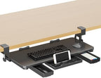 XINLEI Keyboard Tray Under Desk with Storage Drawer Large C-Clamp 26.7”(31” Including Clamps) x 11.8” Slide-Out Platform Computer Drawer Pull Out Keyboard & Mouse Tray DSF7CT by XINLEI