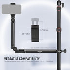 NEEWER Overhead Camera Mount Arm with Phone Clip, 22"/56cm 180°&360° 2 Section Flexible Holding Arm for Desk Stand, Fits 0.87"-1.1" Tube, 5.5lb/2.5kg Max Load for Camera LED Ring Light Mic, DS009 - Image 5