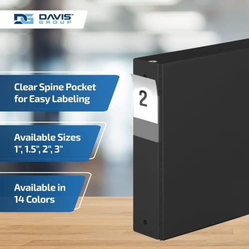 Premium Economy 3-Ring Binder, Spine Label, 2" Round Rings, Black, 6 Pack - Image 4