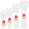 BethTie 500 Pack White Zip Ties Assorted Sizes 8"+12"+14"+18" 220 LBS by Youroutdoorcompanion