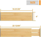 BAMEOS Bamboo Expandable Drawer Dividers – Fits 16.65"–22" Drawers, 4" Extra Deep Walls, Set of 4 | Maximum-Height Spring-Loaded Organizer for Deep Kitchen, Bathroom & Dresser Drawers - Image 4