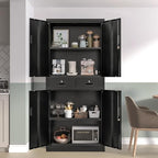 CJF Metal Storage Cabinet, 71" H Metal Cabinets with Adjustable Shelves and Drawers, Locking Storage Cabinet for Pantry, Office, Garage, Home, School, Utility (Black) - Image 2
