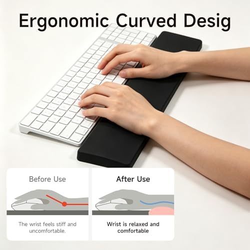 Ergonomic Sloped Keyboard Wrist Rest Honeycomb Hollow Bottom Pure Silicone Non-Slip Wrist Support Pad for Office Typing Gaming Desktop Laptop Relieve Wrist Fatigue(Black) - Image 3