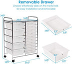 Giantex 15 Drawer Rolling Storage Cart Tools Scrapbook Paper Office School Organizer, Clear - Image 3