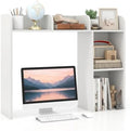 DREAMADE Desk Shelf, 3-Tier Table Top Desktop Bookshelf for 27” Monitor w/ 5 Open Display Racks, Non-Slip Foot Pads & Anti-Tipping Device, Desk Hutch for for Dorm, Office, Home, Study, 29”H (White) by DREAMADE