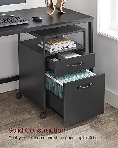 VASAGLE File Cabinet with Wheels, 2 Drawers, Open Shelf - Image 5