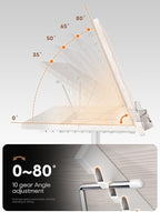 2 in 1 Adjustable Book Stand - Dual-Use Floor and Desktop Book Holder Stand, Height Adjustable 23.5-52 in, Elastic Page Clips for Music Sheet, Recipe, Tablet, Laptop-White - Image 4