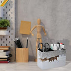 PU Leather Multi-Compartment Pen Holder Desktop Organizer Pencil Cup Storage Caddy for Office Home Supplies Winter Horse Print in Snowy Forest - Image 6