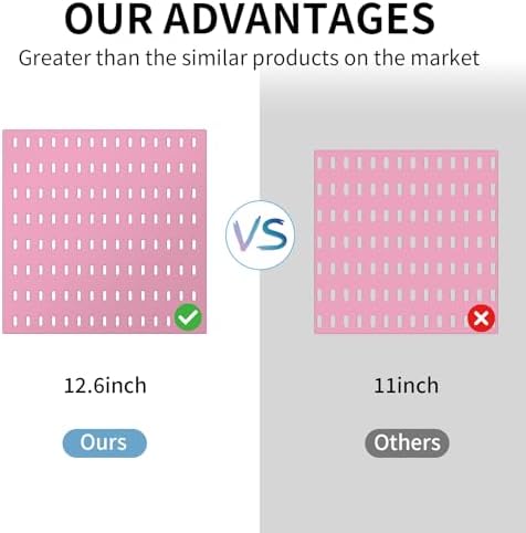 Wall-Mounted Pegboard Kit, 25.2" x 25.2" Organizer Panel – Large, Cost-Effective & Nail-Free Installation Pink - Image 5