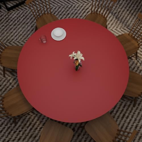 Round Table Pad, 1.8mm Thick, Dia.54 Inch, Leather Table Cover, Table Protector (Black+Wine Red) by Zinkooat