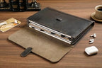 Genuine Leather File Folder, Accordian File Organizer, Leather Document Holder Resume Folio for Men & Women - Grey - Image 5