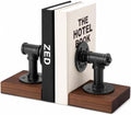 Dunzoom Heavy Duty Bookends for Shelves Industrial Metal and Wood Book Ends by Dunzoom