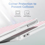 4-in-1 Hard Case for MacBook Neo 13 (A3404), Pink & White Stripes - Image 3