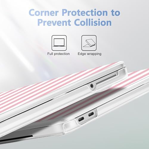 4-in-1 Hard Case for MacBook Neo 13 (A3404), Pink & White Stripes - Image 3