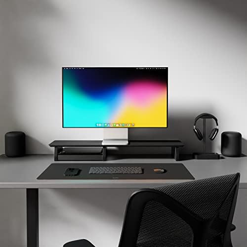 Leather Desk Mat Non Slip Large Mouse Pad Desk Blotter (Deep Black, Large - 33.5" x 15.7") - Image 5