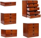 5 Pcs Desktop Storage Organizers,15 Drawers Cabinet for Tabletop,Wooden Stackable Organizer,Brown by ILWorkTLs