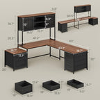 SEDETA Reversible Farmhouse L Shaped Office Desk with 6 Drawer, Hutch - Image 3