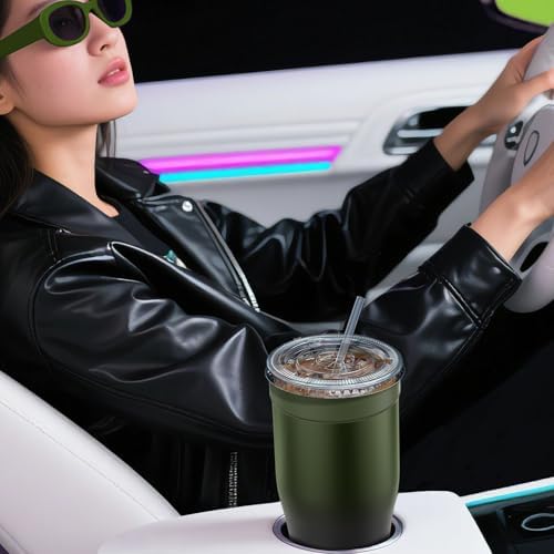 Universal Iced Coffee Sleeve - Upgraded Double Wall Reusable Stainless Steel Holder Sleeves Insulator for Cold Drinks Fits Starbucks Dunkin Donuts McDonalds Small Medium Large Cup (Black Forest) - Image 5