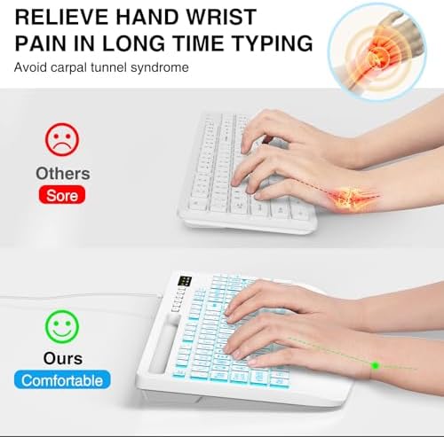 SABLUTE Wired Large Print Backlit Computer Keyboard with Wrist Rest (White) - Image 4