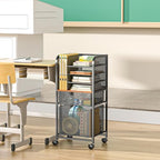 Feyejade 6-Tier Rolling File Cart Multi Mobile Drawer Cabinet Black - Image 2