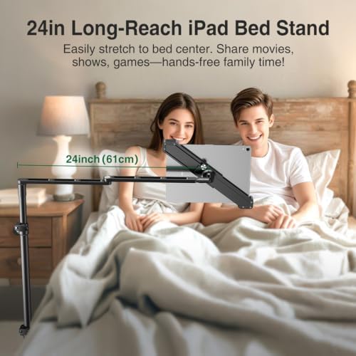 elitehood Diagonal Design iPad Floor Stand for Bed with Heavy Duty Base - Image 3