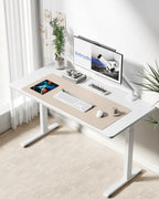 YSAGi Leather Desk Protector, Office Mat, Large Mouse Mat, Non-Slip PU Leather Blotter, Laptop Desk Mat, Waterproof Writing Pad for Office and Home(Eeggshell, 63" x 17.2") - Image 3