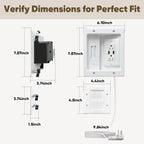 in Wall Cable Concealer Kit with Brush Wall Plate TV Cable Hider Wall Kit-9.8FT Cord, UL Listed, Recessed AC Outlets Box with Two USB Port for Wall-Mounted TV and Home Theater - Image 2