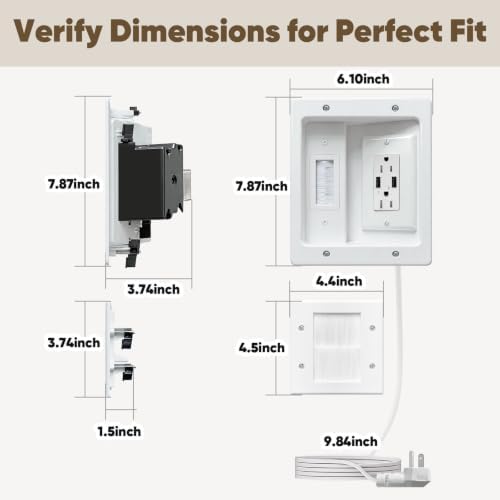in Wall Cable Concealer Kit with Brush Wall Plate TV Cable Hider Wall Kit-9.8FT Cord, UL Listed, Recessed AC Outlets Box with Two USB Port for Wall-Mounted TV and Home Theater - Image 2