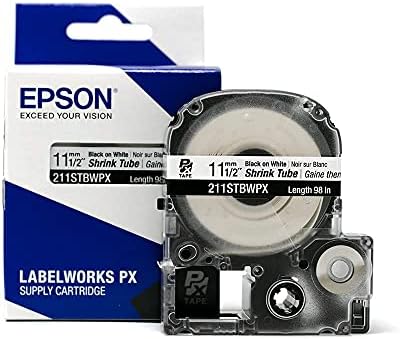 LABELWORKS Epson 211STBWPX Heat Shrink Tube - Black on White - 11mm by EpsonLABELWORKS