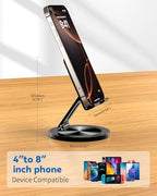 Phone Stand for Desk, 360° Rotating Dual Adjustable Foldable Cell Phone Holder, Heavy Solid All-Aluminum Base Anti-Slip Stable Support for Home Office Study, Fits iPhone Galaxy 4-8" Phones - Image 7