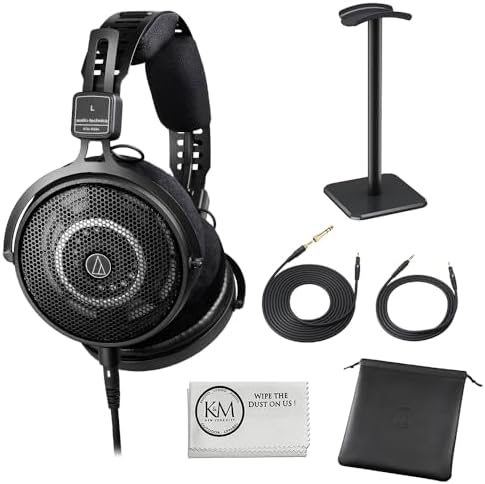 Audio-Technica ATH-R50x Open-Back Reference Headphones with Headphones Stand & Cloth (3 Items) by Unknown