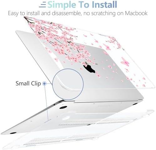 MEEgoodo for MacBook Air 13.3 inch Case 2021 2020 2019 2018 A2337 M1 A2179 A1932, Laptop Shell with Keyboard Webcam Cover & Trackpad Film & Type C Adapter for MacBook Air M1, Cherry Blossoms - Image 4