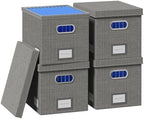 File Box with Lid, Grey, 13.2 * 10.1 * 10.1in (4Pack) by FileOrganizerBoxeswithLid