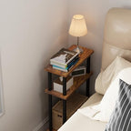 Apicizon Small Narrow Side Table, 3-Tier Skinny End Table, Brown and Black - Image 3