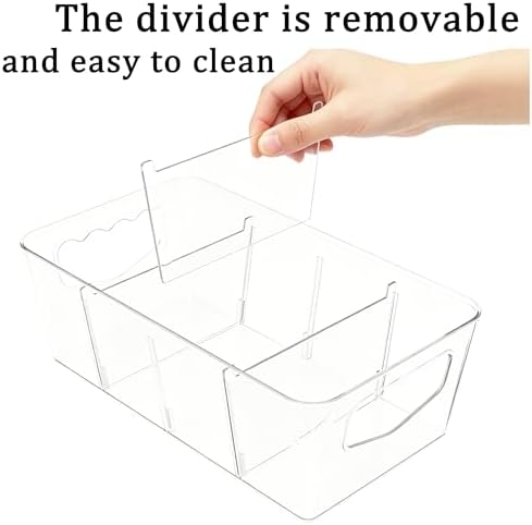 SPACELEAD 6 Pack Clear Pantry Organization Storage Bins with Dividers - Image 5