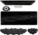 Cloud Mouse Pad Keyboard Wrist Rest 4PCS Extended Large Galaxy Desk Mat Pad Set Memory Foam Non-Slip Cute Ergonomic Gaming Mouse Pad Wrist Support for Computer Laptop Home Office Black by WFCYGL