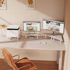 2 Pack White Corner Monitor Stand, Triangle/Square Adjustable Height Riser, 27-inch Universal Desktop Shelf for Computer, Laptop, PC, iMac, Printer (White) - Image 2