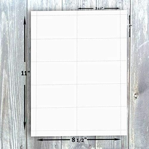 Hamilco Blank Business Cards Card Stock Paper – White Mini Note Index Perforated Cardstock for Printer – Heavy Weight 80 lb 3 1/2 x 2" – 100 Sheets 1000 Cards (Pack of 2) - Image 3