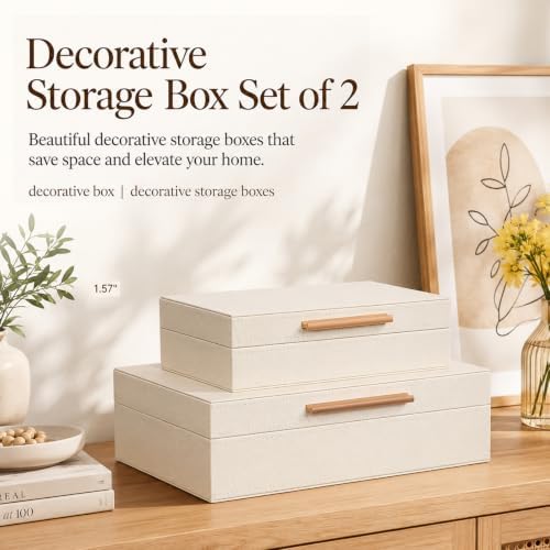 Decorative Storage Boxes with Lids, 2 Pack, PU Leather Organizer Bins - Image 3