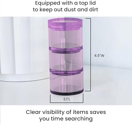 OfficeGoods 3-Tier Stackable Acrylic Holder, Purple with Silver Base - Image 6