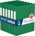 Premium Economy 3-Ring Binder, Spine Label, 1" Round Rings, Green, 6 Pack by DAVISGROUP
